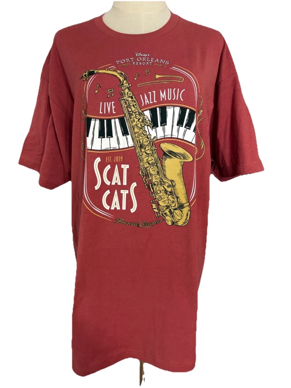 Disney XL Port Oleans Resort Live Jazz Music Scat Cats Brown Unisex men’s or wo
